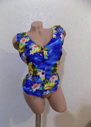 Блуза-жилетка летняя яркая на пуговицах фирменная rima размер 501 фото