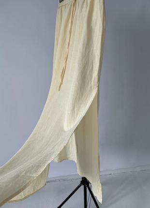 Натуральная льняная длинная юбка с разрезами лён довга лляна спідниця h&m4 фото