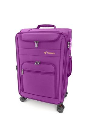 Дорожній середній валізу three birds m на 4 колесах фіолетовий металік хамелеон