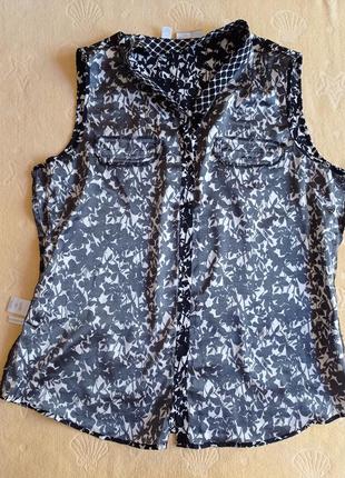 Блуза кофточка шелковая  new york & company без рукавов, размер 48-50 l9 фото