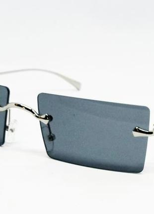 Стильные солнцезащитные очки в стиле chrome hearts узкие линзы темно серые однотонные
