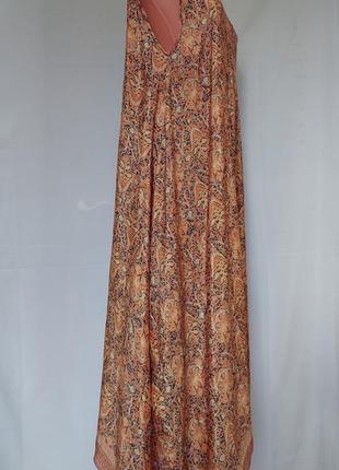 Итальянское платье полиэст+ шелк* в рыже-коричневый принт sarabu(размер 38-40)9 фото