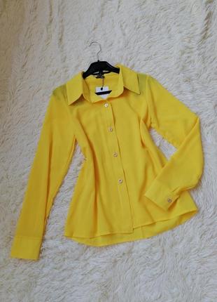 Шикарна блуза сорочка яскраво-жовтого кольору шикарная блуза рубашка ярко-жёлтого цвета3 фото