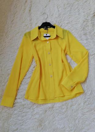 Шикарна блуза сорочка яскраво-жовтого кольору шикарная блуза рубашка ярко-жёлтого цвета4 фото