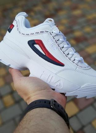 Жіночі літні кросівки fila disruptor білі з червоним низькі модні кросівки філа дисраптор1 фото