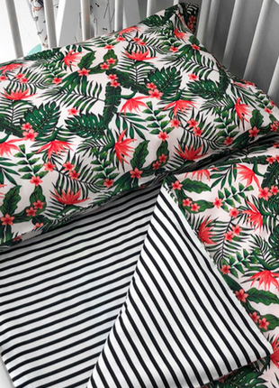 Комплект постельного белья для манежа warmo цветочные джунгли