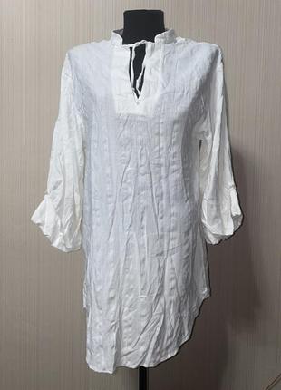 Белое молочное платье туника вискоза