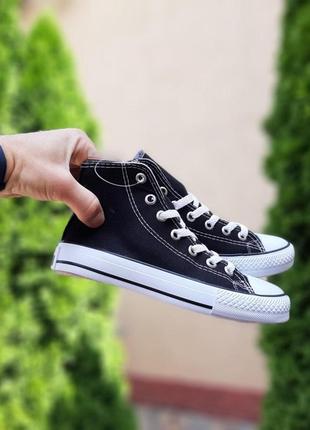 Женские летние кроссовки converse all star чёрные на белой подошве модные женские кросовки конверс4 фото