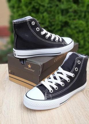 Женские летние кроссовки converse all star чёрные на белой подошве модные женские кросовки конверс7 фото