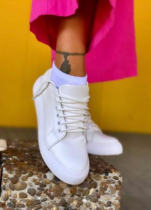 Кеді на шнурівку натур шкіра