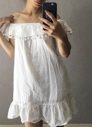 Біле плаття/бавовняне плаття/котон сарафан/туніка/хлопковое платье/cotton/натуральное/бумбоны