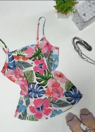 🔥легкая маечка с тропическим принтом, бретели регулируются