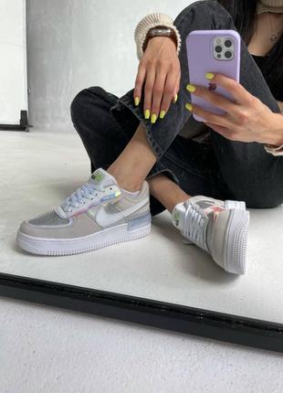 Жіночі кросівки nike air force shadow pure platinum сірі / кросівки nike air force shadow сірі низькі