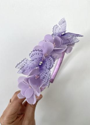 Венок віночок лавандовий фиолетовый с бабочками метеликами6 фото