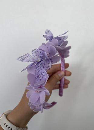 Венок віночок лавандовий фиолетовый с бабочками метеликами3 фото