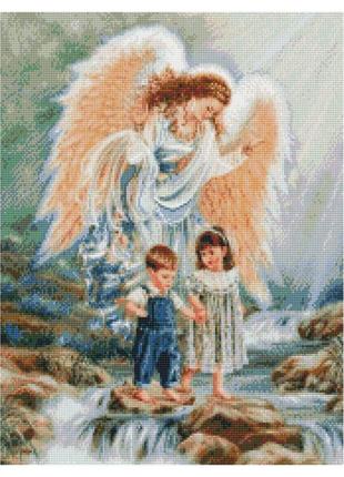 Алмазна мозаїка преміум ангел над дітьми 50х60 см ha00051 фото