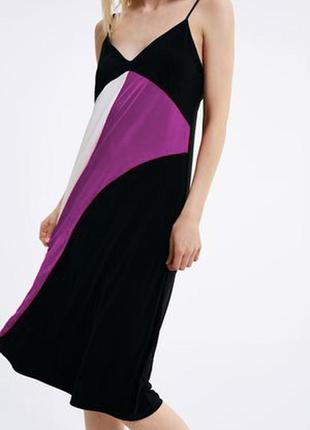 Платье на бретельках zara color block, l/xl