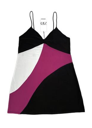 Платье на бретельках zara color block, l/xl2 фото