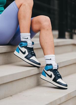 Nike jordan 1  high patent blue toe💙❤️36рр-45рр❤️ кросовки джордан найк 1 высокие, кросівки найк джордан 1 весна-осень