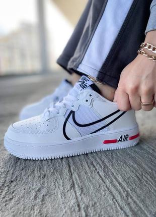 Nike air force 1 react white, кросівки найк форс реактив білі, білі кросівки найк
