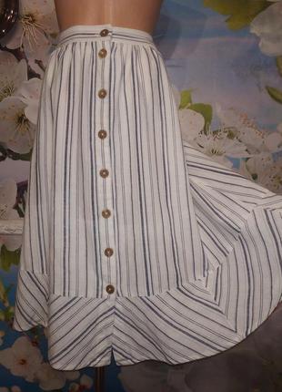 Лляна спідниця у вертикальну смужку 14 р