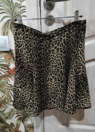 Легкая шифоновая юбка на подкладке с леопардовым принтом2 фото