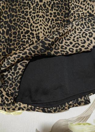 Легкая шифоновая юбка на подкладке с леопардовым принтом5 фото