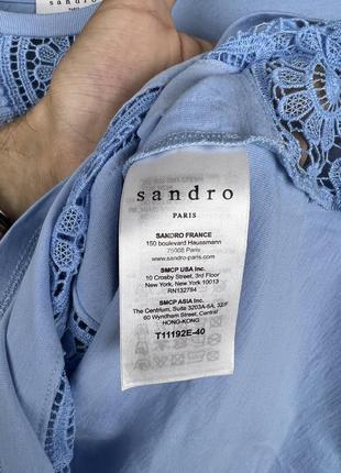 Голуба футболка з перфорацією sandro paris в етно стилі6 фото