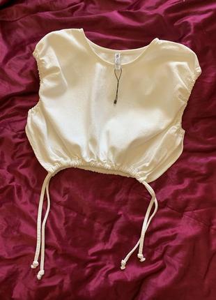 Топ білий з кулісками кроп топ новий