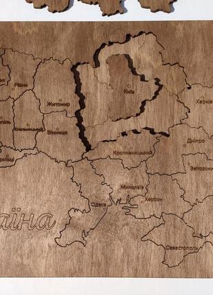 Дерев'яна мапа україни, пазл, кіпаріс3 фото