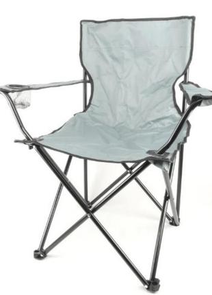 Складне крісло-стулець для пікніка з підсклянником у чохлі 50х50х80 см (сіре)1 фото