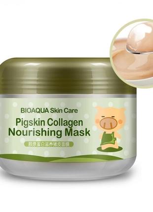 Поживна маска з колагеном нічна bioaqua pigskin collagen1 фото