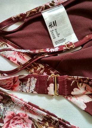 Шоколадный купальник бикини в цветочный принт фирмы h&m4 фото