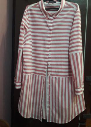 Плаття-сорочка в рожеву смужку