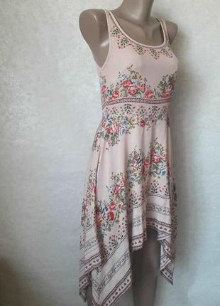 Фирменное h&m платье со 100 % вискозы в цветах с клинками по бокам, размер хс-с3 фото