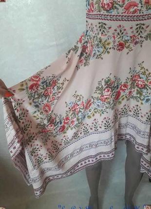 Фирменное h&m платье со 100 % вискозы в цветах с клинками по бокам, размер хс-с8 фото