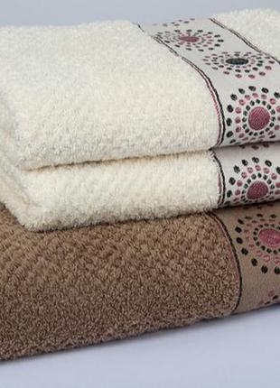 Набор 3 шт. полотенец хлопок в коробке romeo soft - style молочный 50*90(2)+ кофе 70*140(1) рушник бавовна в коробці