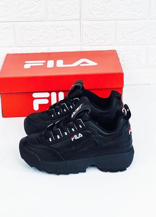 Кросівки жіночі філа чорні кроссовки fila disraptor black2 фото