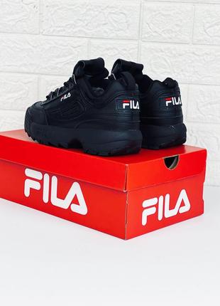 Кросівки жіночі філа чорні кроссовки fila disraptor black7 фото