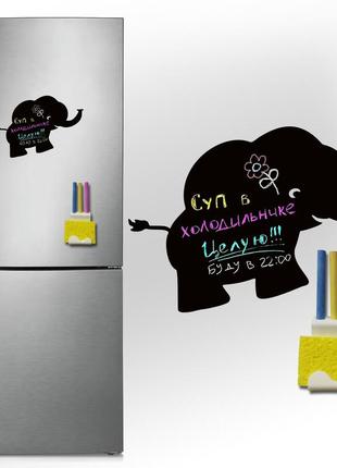 Магнітно-грифельна (крейдова) дошка на холодильник слоник розмір 17х30см1 фото