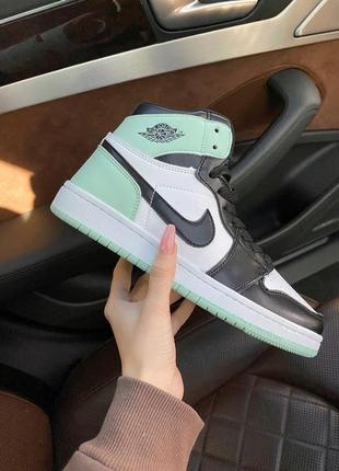 Жіночі кросівки  nike air jordan 1 retro mid mint white black🆕️ женские кроссовки найк аир джордан10 фото