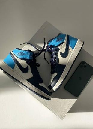 Жіночі кросівки nike air jordan 1 retro high patent blue toe 🆕️ женские кроссовки найк аир джордан3 фото