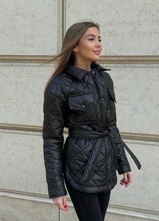Трендове пальто куртка стьобана кольори: беж, сірий, фісташка, какао, фрез, чорний6 фото