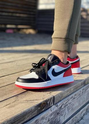 Чоловічі  кросівки nike air jordan retro 1 low white red black 3/  мужские кроссовки найк аир джордан