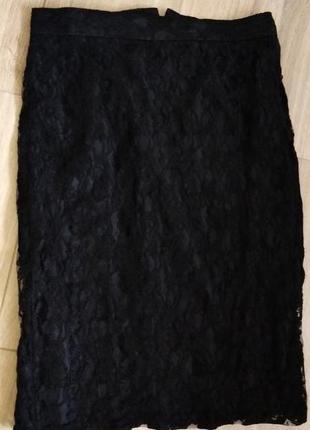 Чёрная  юбка  карандаш гипюровая бренд р. м_л