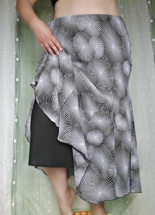Шифоновая юбка на подкладке, рисунок с 3d-эффектом , 100% вискоза
