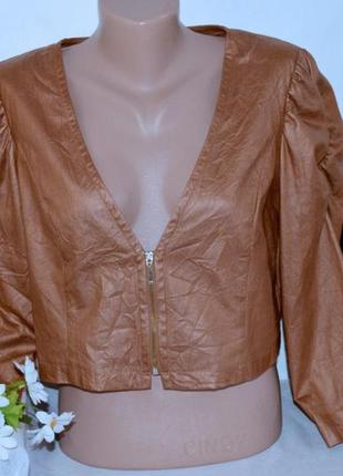 Брендовый тонкий летний коричневый пиджак на молнии1 фото