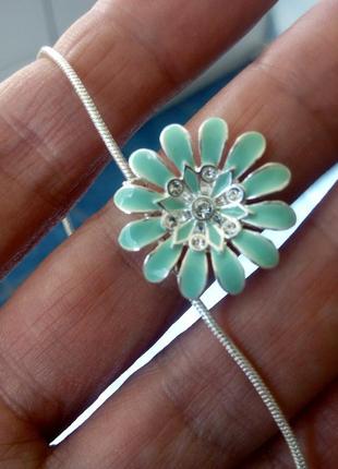 Pilgrim колье цепочка жгут подвески цветы кристаллы сваровски напыление серебро2 фото