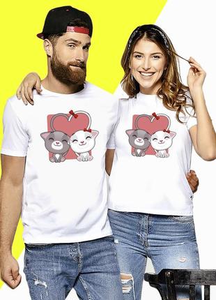 Парні футболки з принтом "закохані кошенята" push it