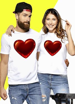 Парні футболки з принтом "сяюче серце" push it